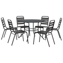 (110 x 72.5 cm/ 7 piece) vidaXL Stackable Garden Chair Set Seat 5 pcs Anthracite Powder-coated Steel