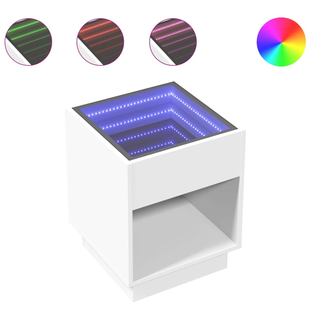 New Vidaxl (, X X 50 Cm) Coffee Table With Infinity Led Hallway End Table Accent Side Table White 847644 Size 40