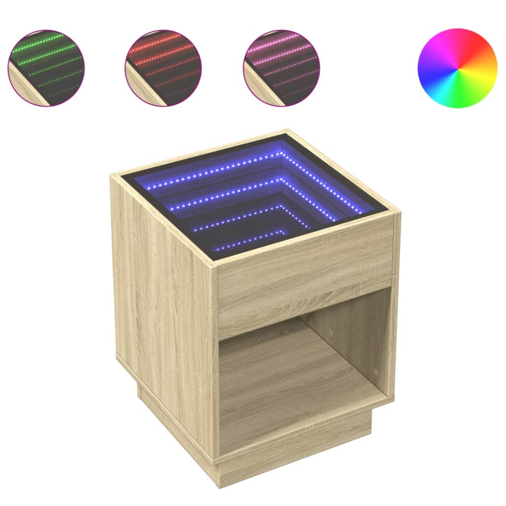 Vidaxl (Sonoma Oak, 40 X 40 X 50 Cm) Coffee Table With Infinity Led Hallway End Table Accent Side Table