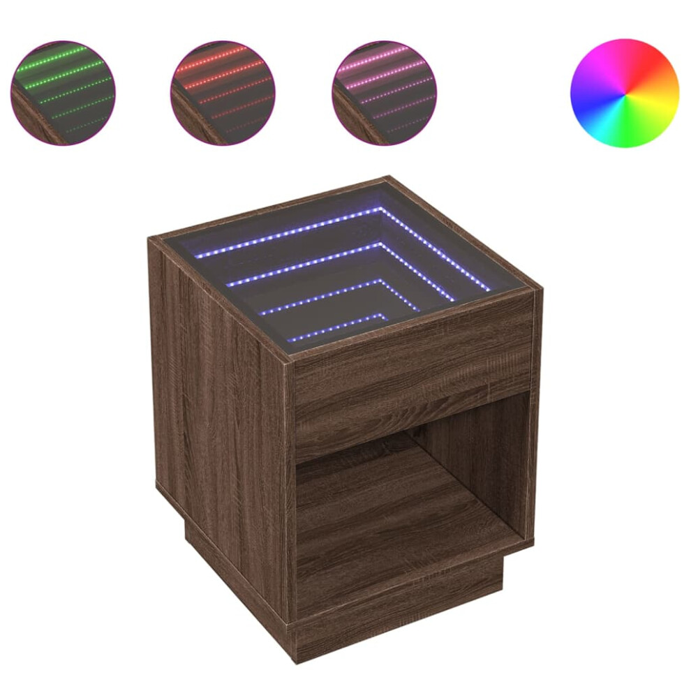 Vidaxl (Brown Oak, 40 X 40 X 50 Cm) Coffee Table With Infinity Led Hallway End Table Accent Side Table
