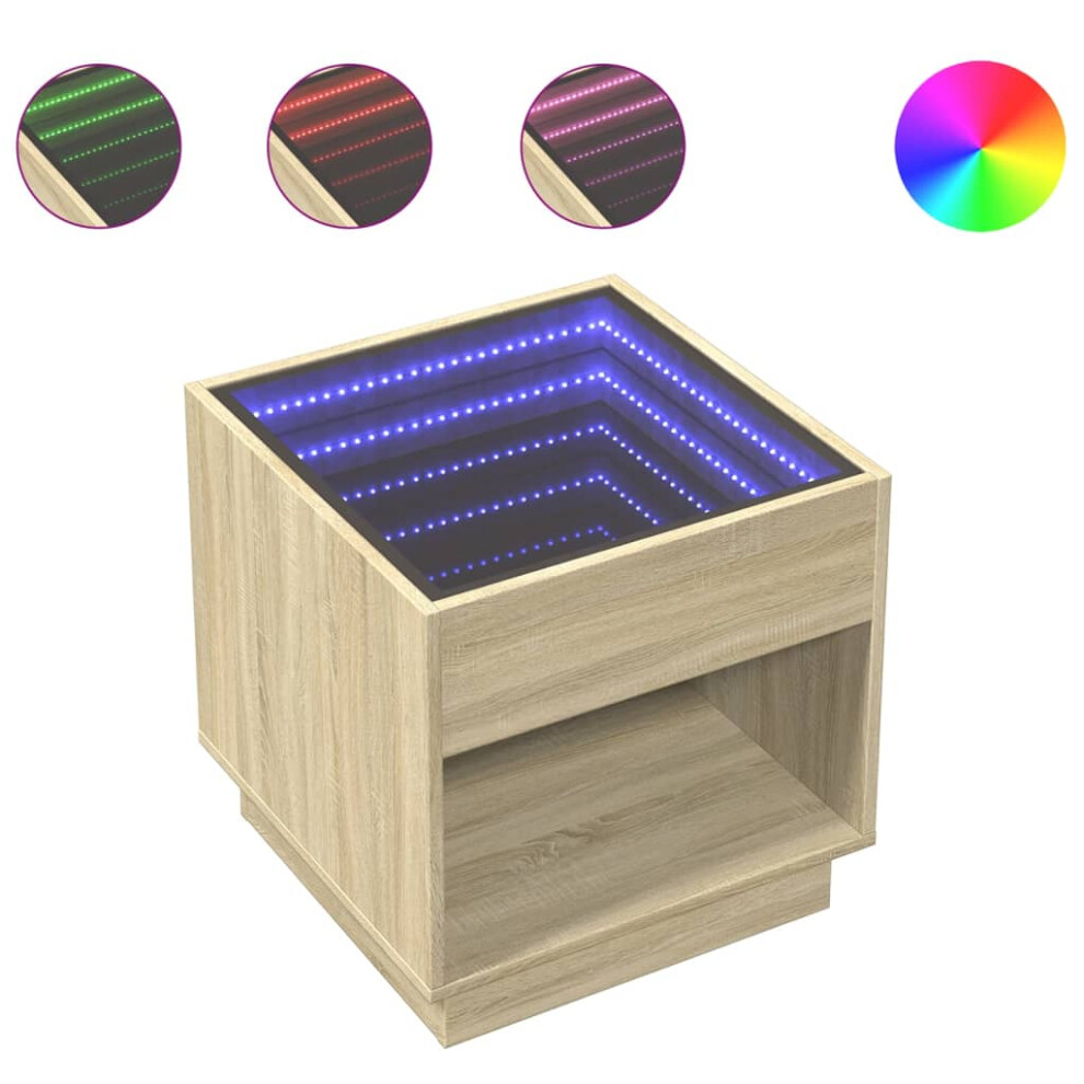 Vidaxl (Sonoma Oak, 50 X 50 X 50 Cm) Coffee Table With Infinity Led Hallway End Table Accent Side Table