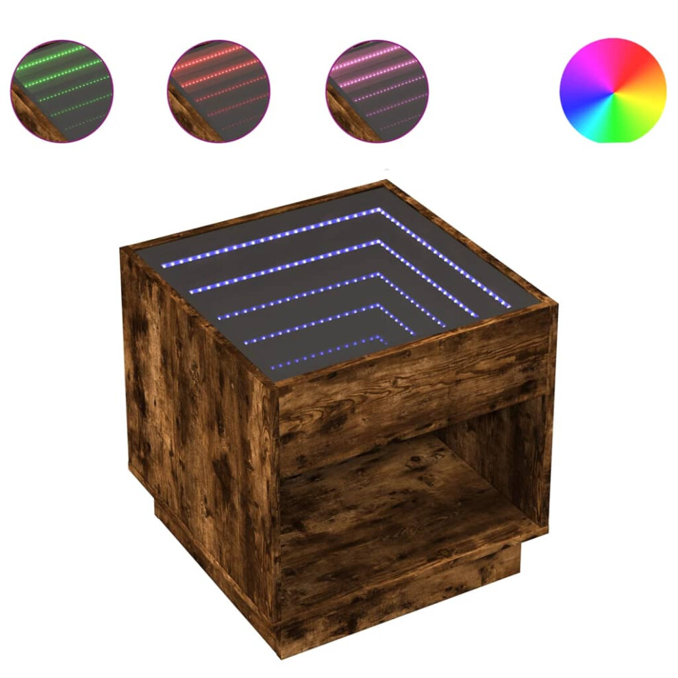 Vidaxl (Smoked Oak, 50 X 50 X 50 Cm) Coffee Table With Infinity Led Hallway End Table Accent Side Table