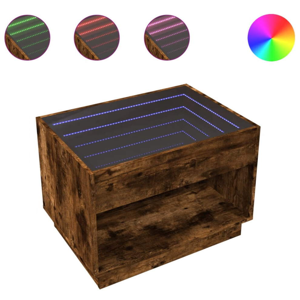 Vidaxl (Smoked Oak, 70 X 50 X 50 Cm) Coffee Table With Infinity Led Hallway End Table Accent Side Table