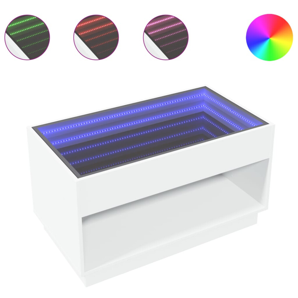 Vidaxl (White, 90 X 50 X 50 Cm) Coffee Table With Infinity Led Hallway End Table Accent Side Table