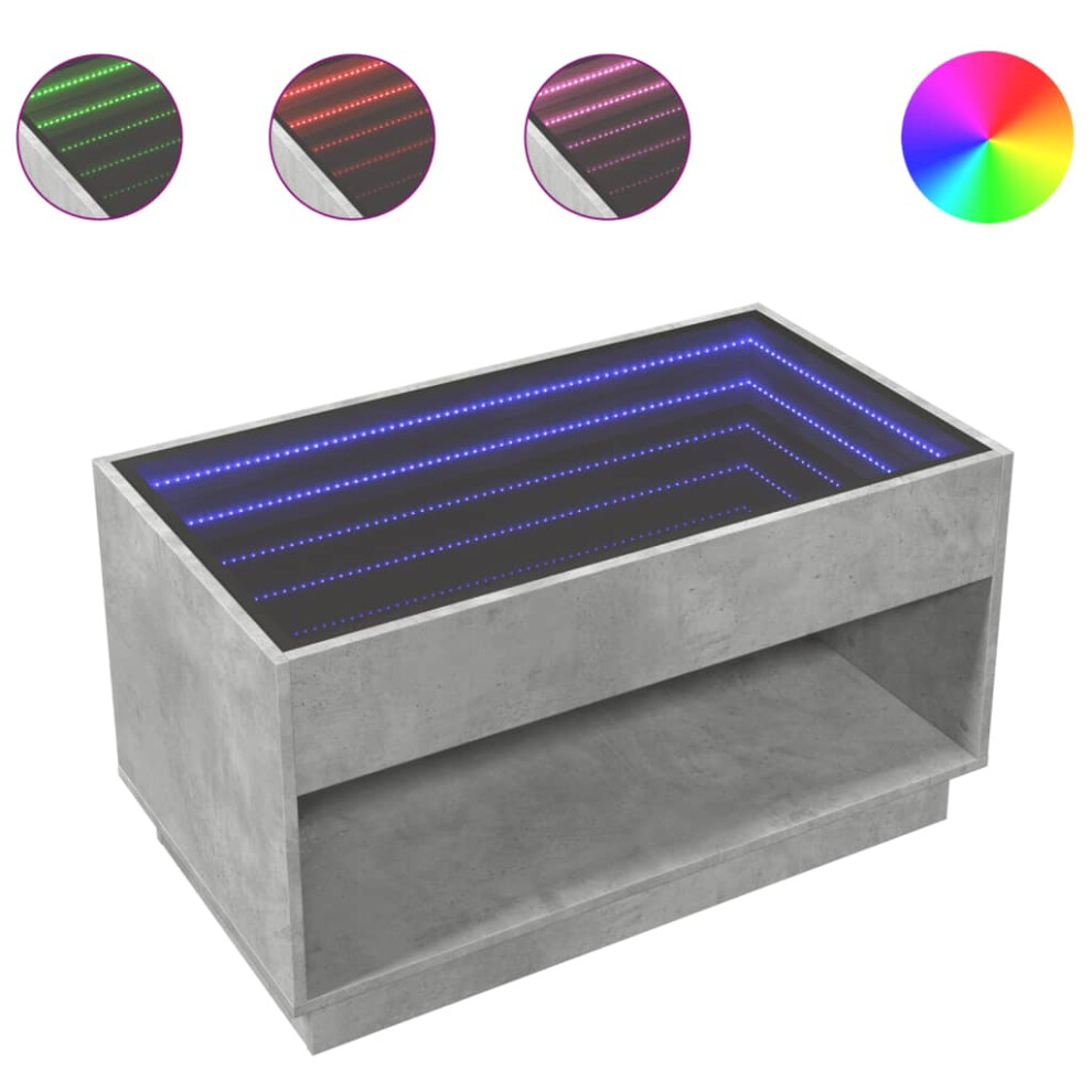 Vidaxl (Concrete 90 X 50 X 50 Cm) Coffee Table With Infinity Led Hallway End Table Accent Side Table Grey