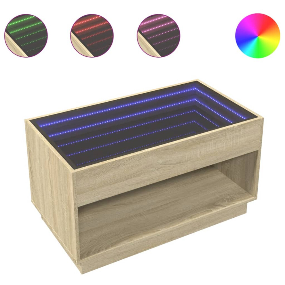 Vidaxl (Sonoma Oak, 90 X 50 X 50 Cm) Coffee Table With Infinity Led Hallway End Table Accent Side Table