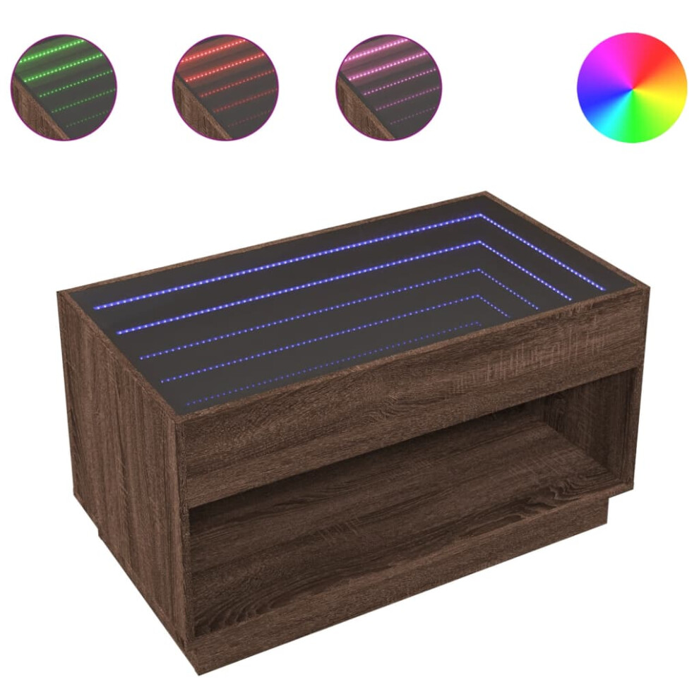 Vidaxl ( Oak, 90 X 50 X 50 Cm) Coffee Table With Infinity Led Hallway End Table Accent Side Table Brown
