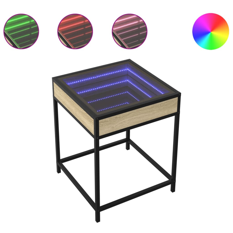 Vidaxl (Sonoma Oak, 40 X 40 X 51 Cm) Coffee Table With Infinity Led Tea End Table Side Table Grey Sonoma