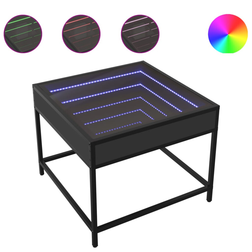 VIDAXL - Coffee Table - Infinity LED Mirror - 50x50x41 cm - Black - Image 2