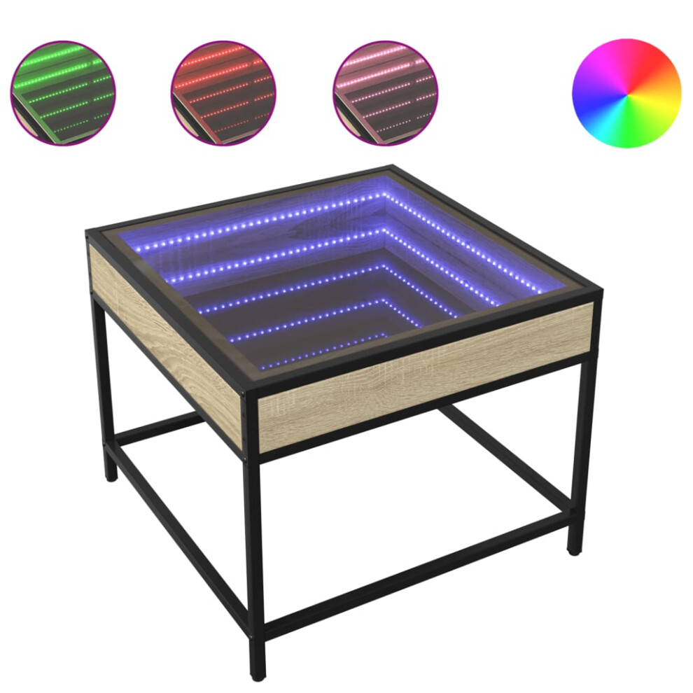 VIDAXL - Coffee Table - Infinity LED - Oak - Sonoma Oak - 50x50x41 cm - Image 2