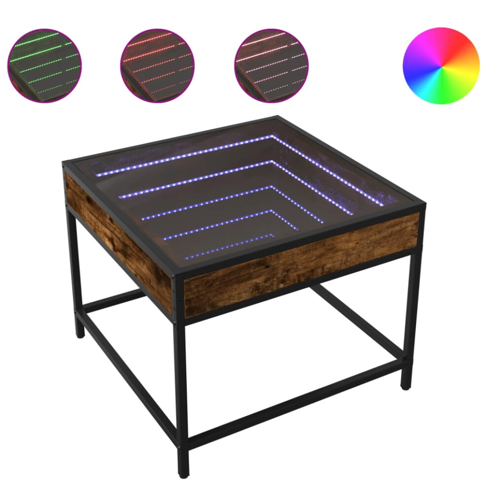 VIDAXL - Coffee Table - Infinity LED Mirror - Smoked Oak - 50 x 50 x 41 cm - Image 2