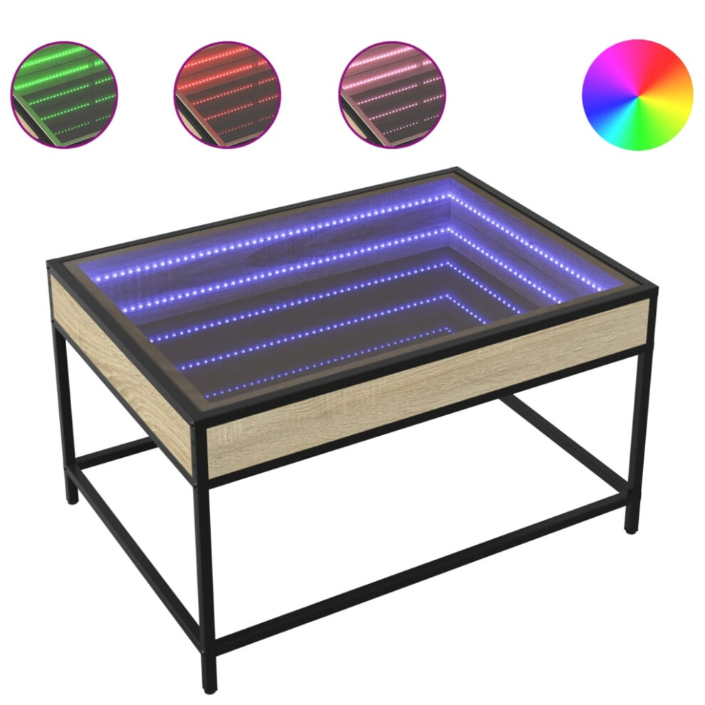 Vidaxl (Sonoma Oak, 70 X 50 X 41 Cm) Coffee Table With Infinity Led Tea End Table Side Table Grey Sonoma