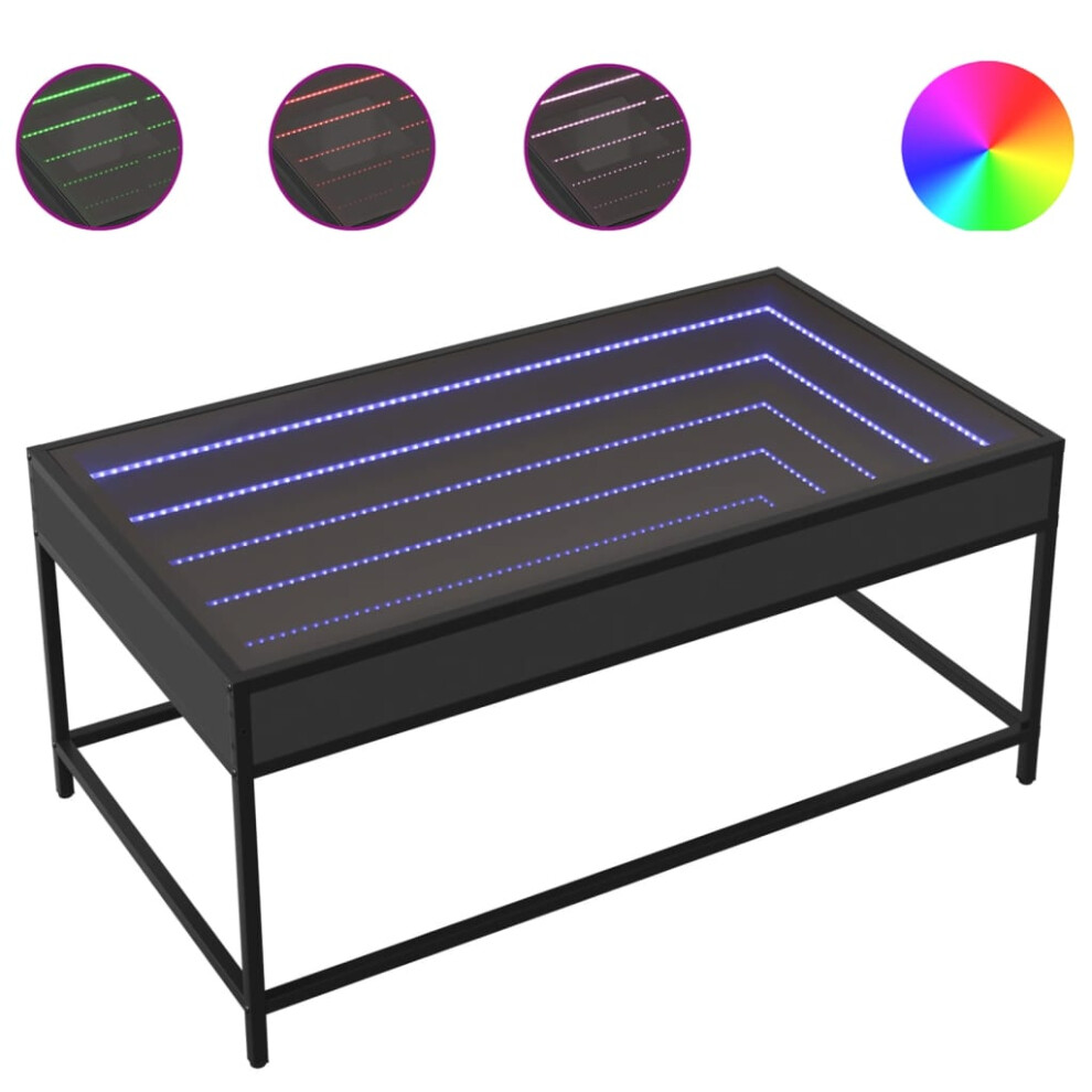 Vidaxl (Black, 90 X 50 X 41 Cm) Coffee Table With Infinity Led Tea End Table Side Table Grey Sonoma