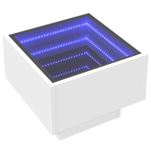 VidaXL (white) vidaXL Bedside Table with Infinity LED Nightstand Bed Table Bedside Cabinet 2