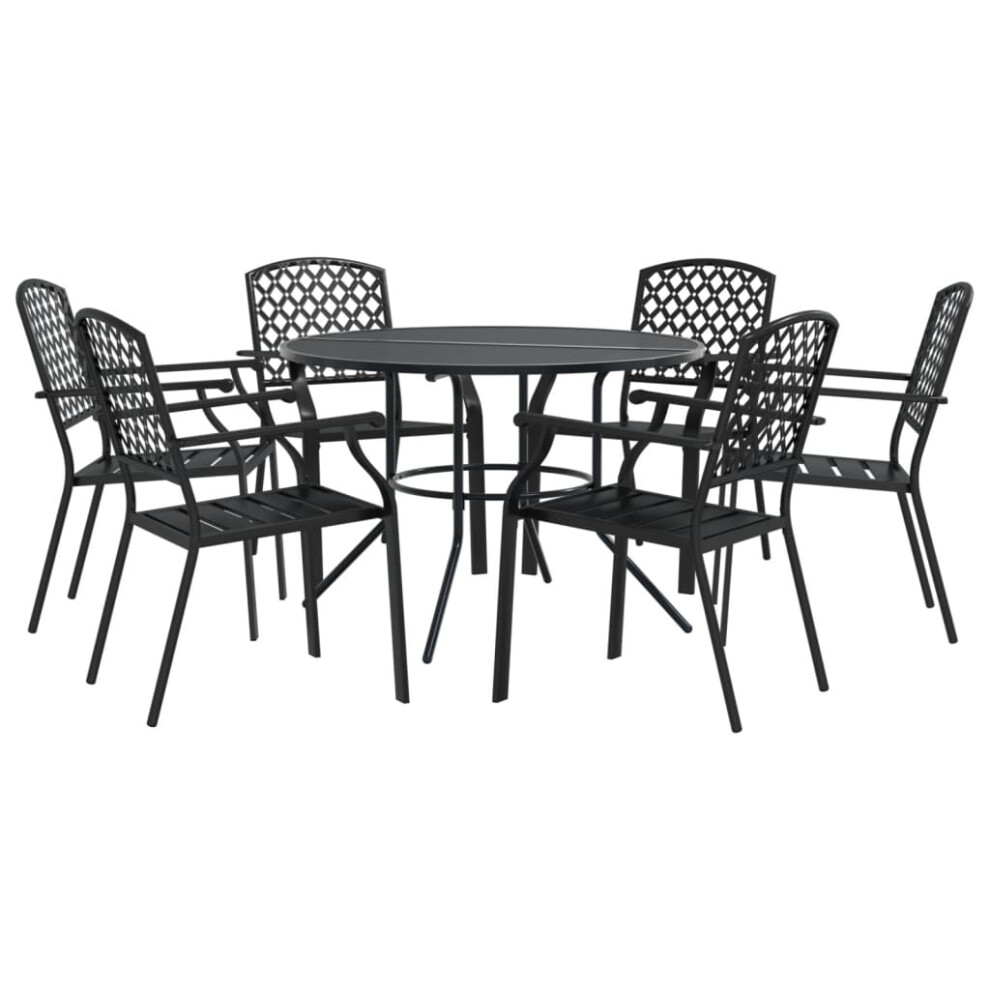 (110 X 72.5 cm/ 7 piece) vidaXL Stackable Garden Chair Set Seat 5 Pcs Anthracite Powder-coated Steel