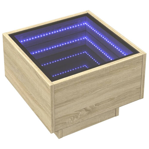 VidaXL (sonoma oak) vidaXL Bedside Table with Infinity LED Nightstand Bed Table Bedside Cabinet 2