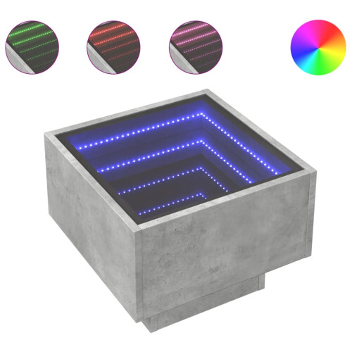 VidaXL (concrete grey) vidaXL Bedside Table with Infinity LED Nightstand Bed Table Bedside Cabinet 1