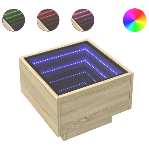 VidaXL (sonoma oak) vidaXL Bedside Table with Infinity LED Nightstand Bed Table Bedside Cabinet