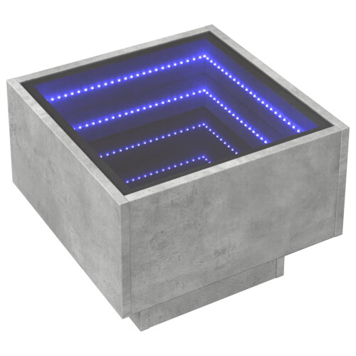 VidaXL (concrete grey) vidaXL Bedside Table with Infinity LED Nightstand Bed Table Bedside Cabinet 2