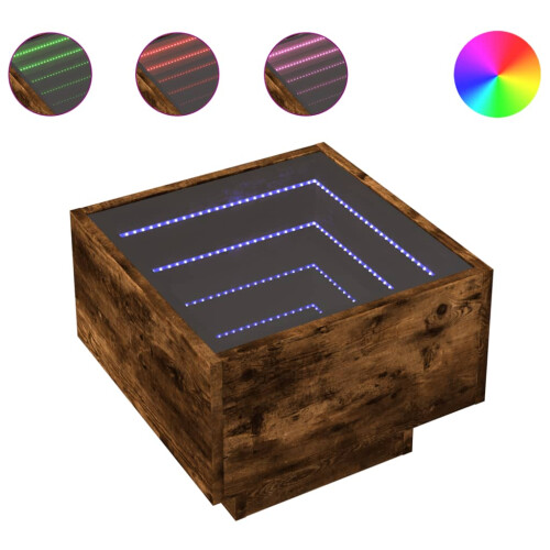 VidaXL (smoked oak) vidaXL Bedside Table with Infinity LED Nightstand Bed Table Bedside Cabinet