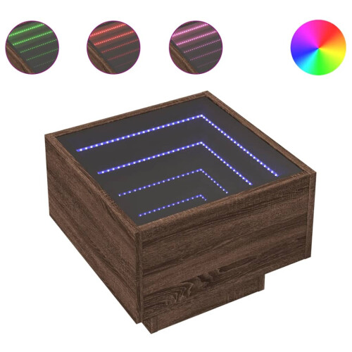 VidaXL (brown oak) vidaXL Bedside Table with Infinity LED Nightstand Bed Table Bedside Cabinet