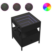 (black) vidaXL Bedside Table with Infinity LED Nightstand Bed Side Table Grey Sonoma