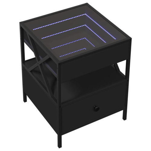 VidaXL (black) vidaXL Bedside Table with Infinity LED Nightstand Bed Side Table Grey Sonoma 2
