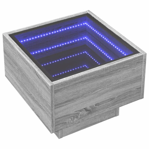 VidaXL (grey sonoma) vidaXL Bedside Table with Infinity LED Nightstand Bed Table Bedside Cabinet 2