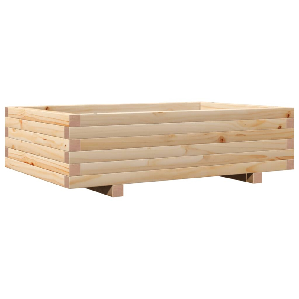 Vidaxl (Natural Pine, 90 X 60 X 26.5 Cm) Garden Planter Outdoor Flower Pot Planter Pot Wax Brown Solid Wood Pine