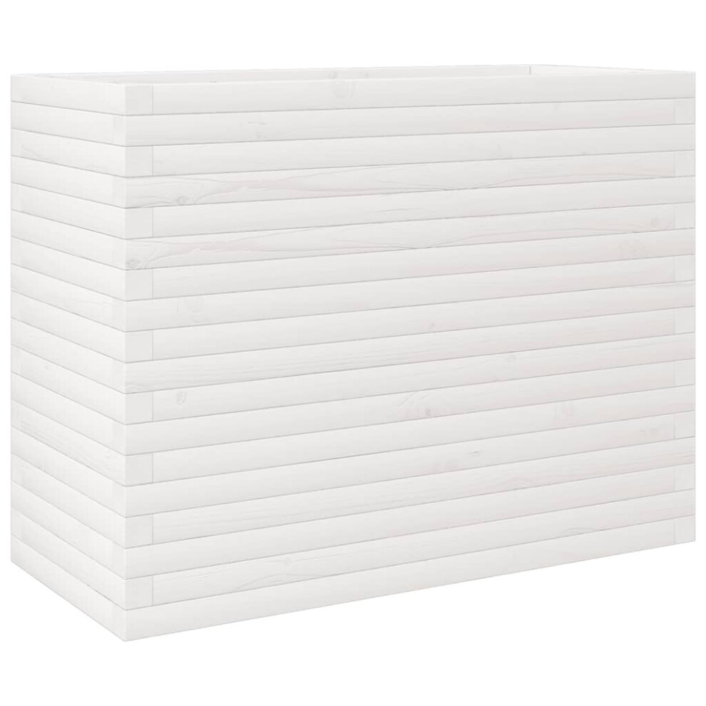 Vidaxl White/Brown (, 90 X 40 X 68.5 Cm) Garden Planter Outdoor Flower Pot Planter Pot Wax Solid Wood Pine