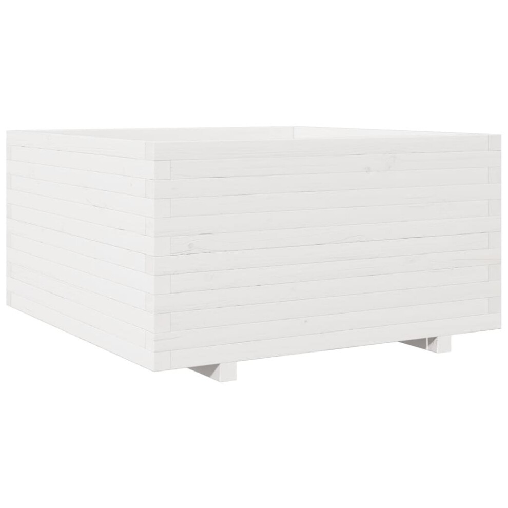 Vidaxl (White, 90 X 90 X 49.5 Cm) Garden Planter Outdoor Flower Pot Planter Pot Wax Brown Solid Wood Pine