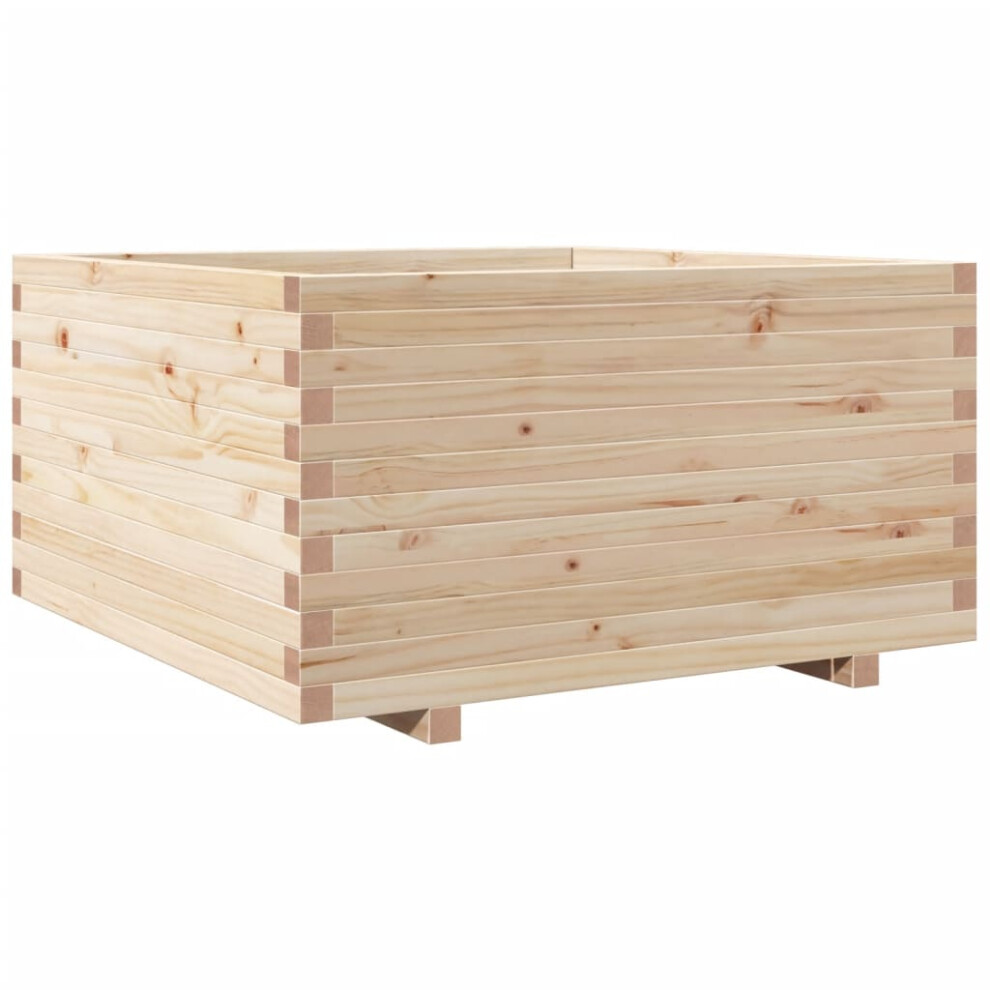 Vidaxl (Natural Pine, 90 X 90 X Cm) Garden Planter Outdoor Flower Pot Planter Pot Wax Solid Wood Pine Brown Size 49.5