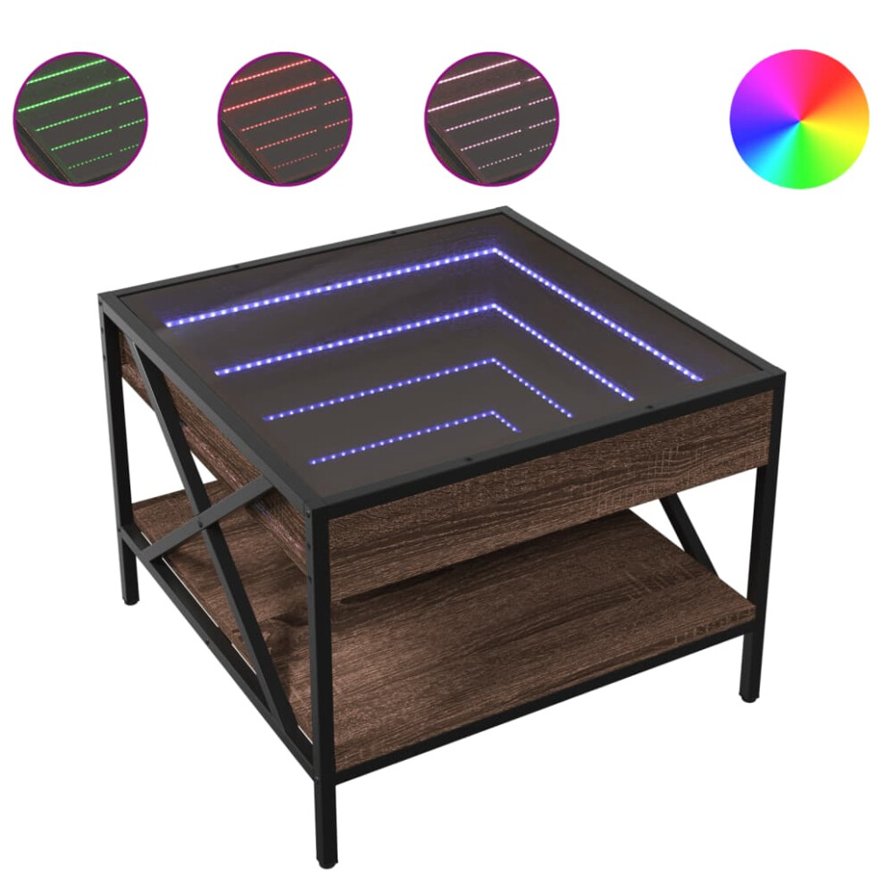 Vidaxl (Brown Oak, 50 X 50 X 38 Cm) Coffee Table With Infinity Led Hallway End Table Side Table Sonoma Oak