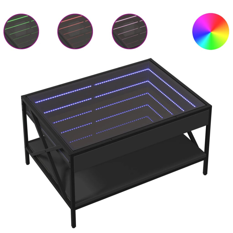 Vidaxl (Black, 70 X 50 X 38 Cm) Coffee Table With Infinity Led Hallway End Table Side Table Sonoma Oak