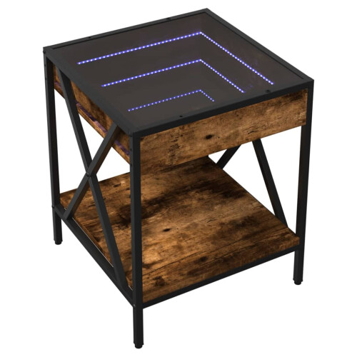 VidaXL (smoked oak) vidaXL Bedside Table with Infinity LED Nightstand Bed Side Table Sonoma Oak 2