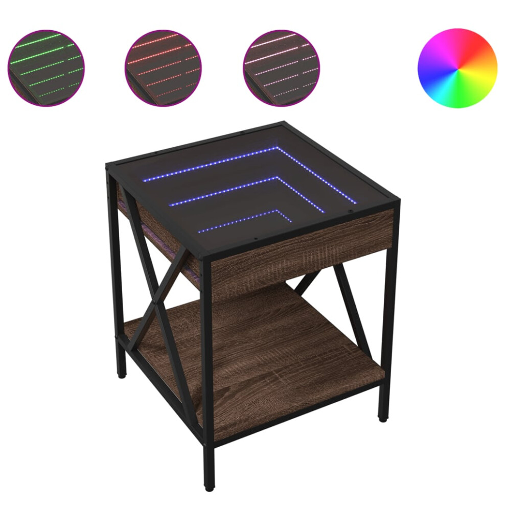 Vidaxl (Brown Oak) Bedside Table With Infinity Led Nightstand Bed Side Table Sonoma Oak