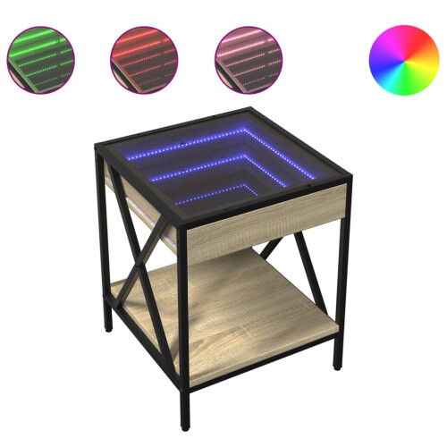 VidaXL (sonoma oak) vidaXL Bedside Table with Infinity LED Nightstand Bed Side Table Sonoma Oak