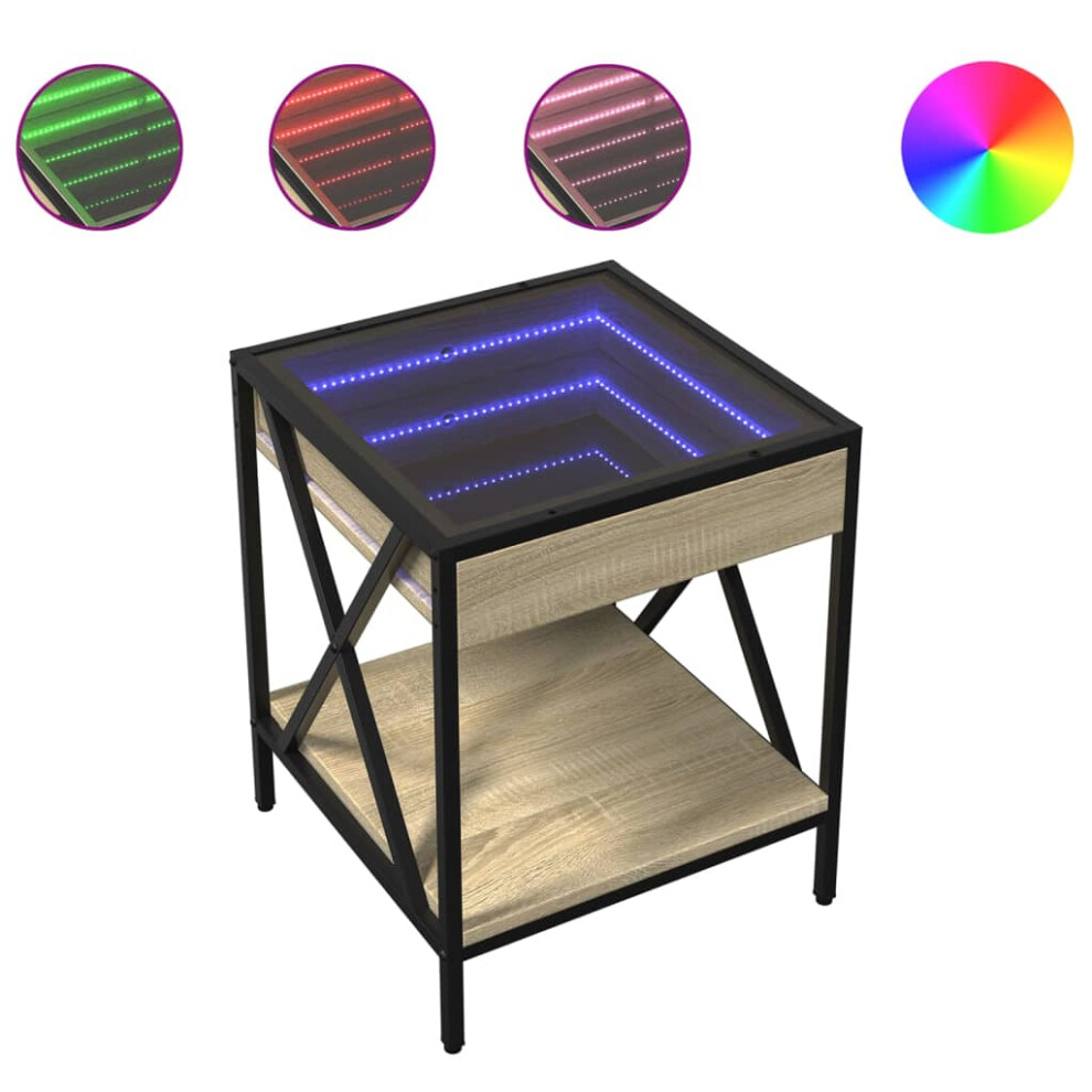 Vidaxl (Sonoma Oak) Bedside Table With Infinity Led Nightstand Bed Side Table Sonoma Oak