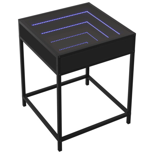 VidaXL (black) vidaXL Bedside Table with Infinity LED Nightstand Bed Side Table Brown Oak 2