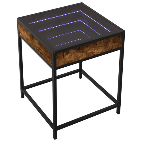 VidaXL (smoked oak) vidaXL Bedside Table with Infinity LED Nightstand Bed Side Table Brown Oak 2