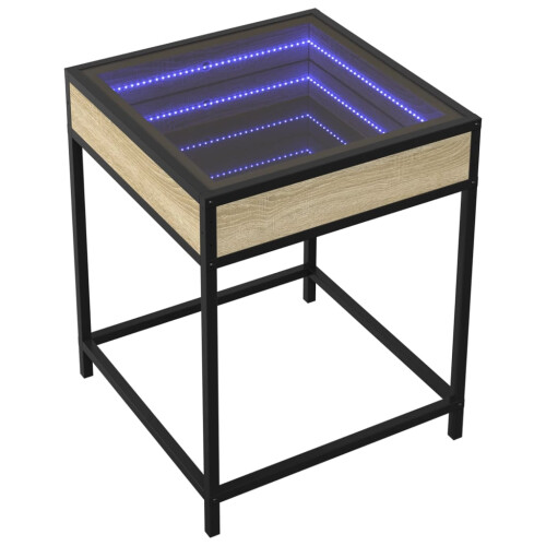 VidaXL (sonoma oak) vidaXL Bedside Table with Infinity LED Nightstand Bed Side Table Brown Oak 2