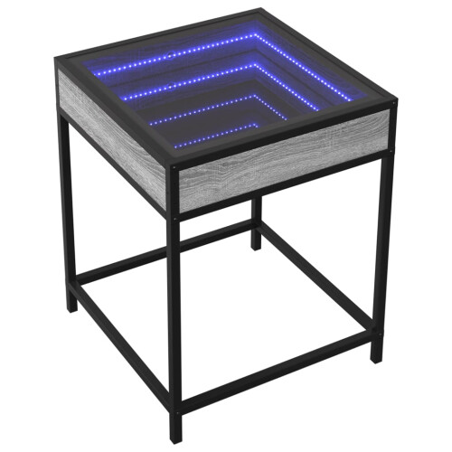 VidaXL (grey sonoma) vidaXL Bedside Table with Infinity LED Nightstand Bed Side Table Brown Oak 2