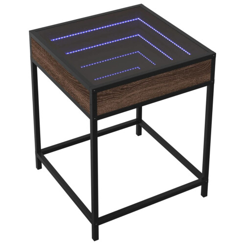 VidaXL (brown oak) vidaXL Bedside Table with Infinity LED Nightstand Bed Side Table Brown Oak 2
