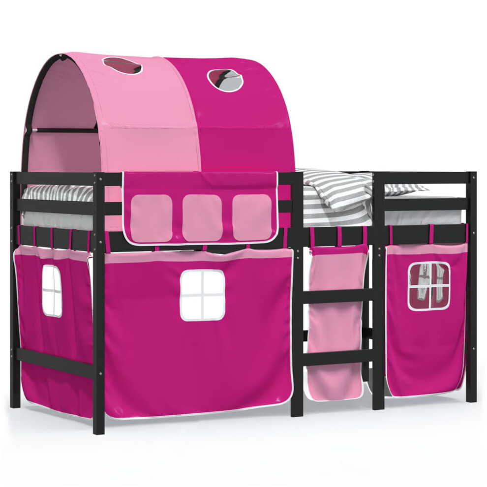 (black and pink, 80 x 200 cm) vidaXL Kids' Loft Bed with Tunnel Bunk Bed Kids Twin Sleeper Solid Wood Pine