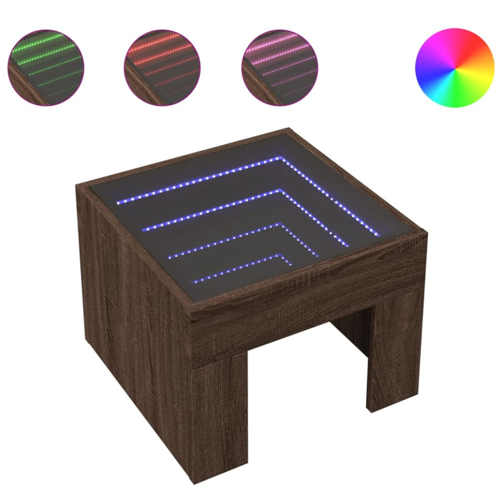 (brown oak, 40 x 40 x 30 cm) vidaXL Coffee Table with Infinity LED Hall Tea End Table Side Table Sonoma Oak