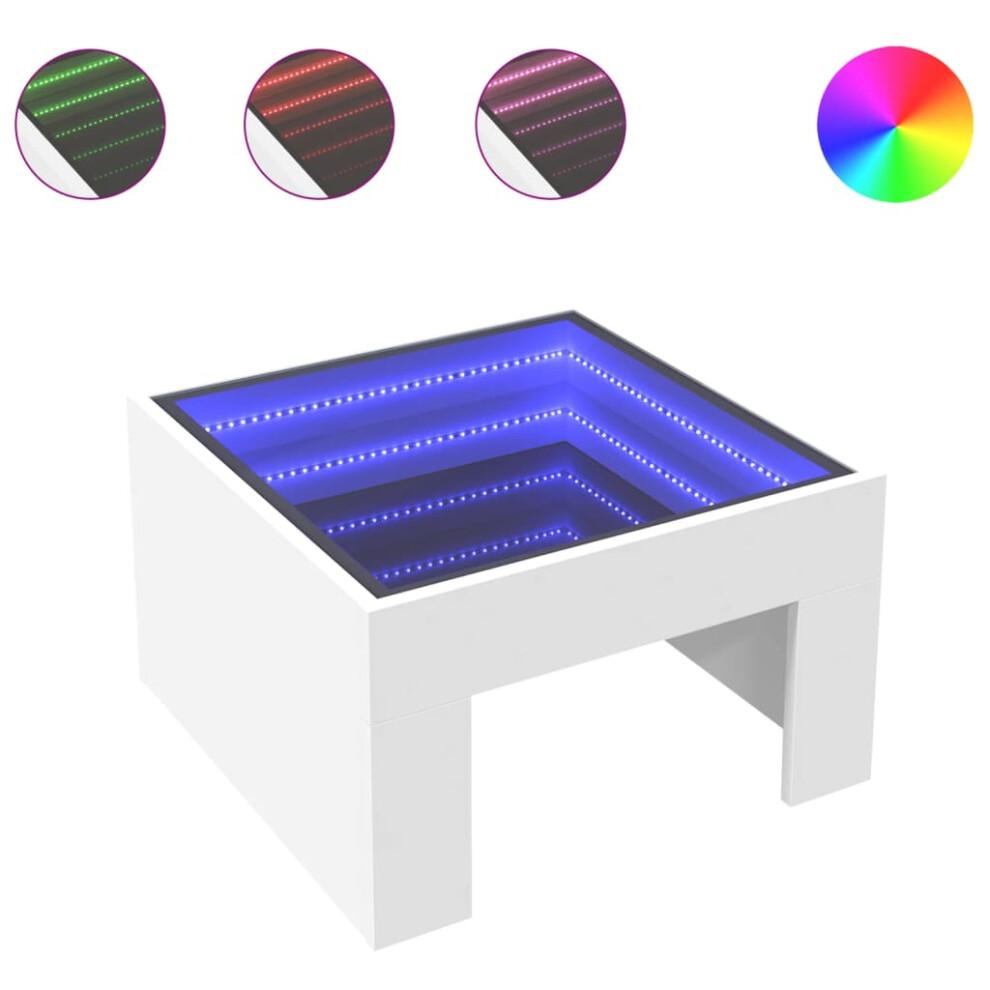 Vidaxl (White, 50 X 50 X 30 Cm) Coffee Table With Infinity Led Hall Tea End Table Side Table Sonoma Oak