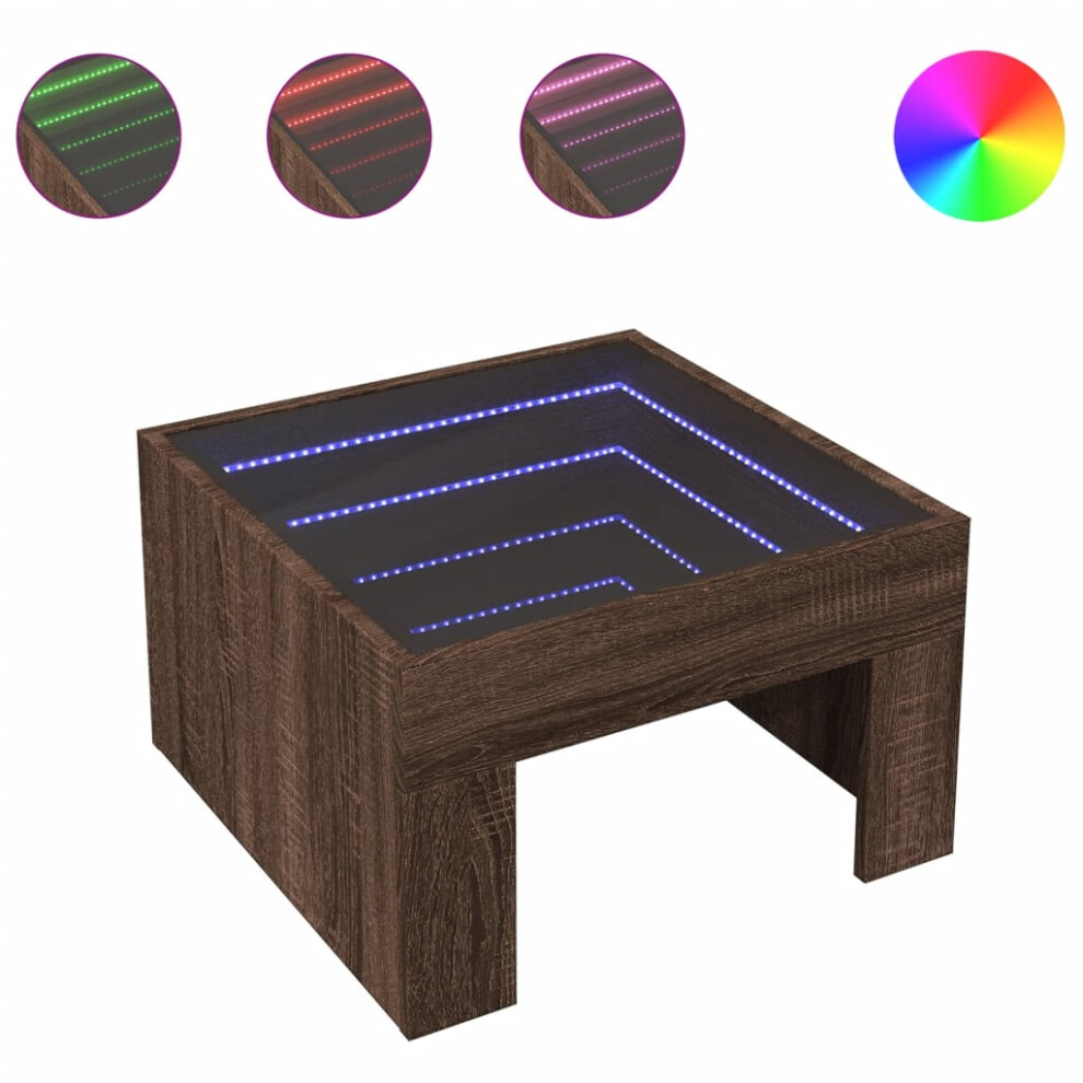 Vidaxl (Brown Oak, 50 X 50 X 30 Cm) Coffee Table With Infinity Led Hall Tea End Table Side Table Sonoma Oak