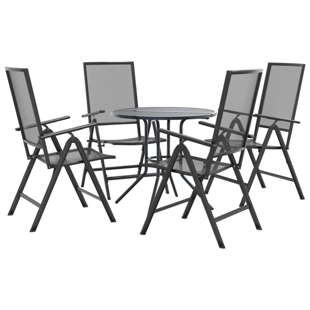 Vidaxl (80 X 72.5 Cm/ 5 Piece) Reclining Garden Chair Set Armchair Anthracite Powder-Coated Steel