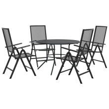 (110 x 72.5 cm/ 5 piece) vidaXL Reclining Garden Chair Set Armchair Anthracite Powder-coated Steel