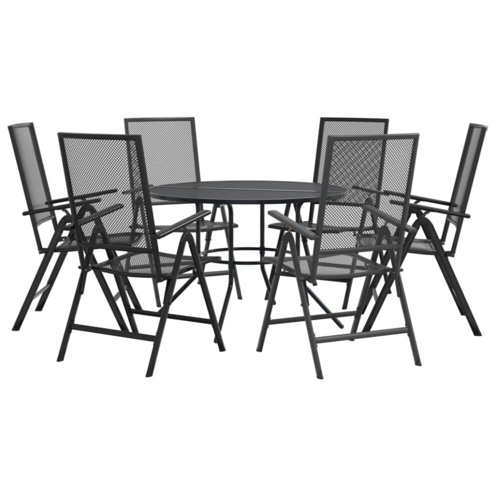 Vidaxl (110 X 72.5 Cm/ 7 Piece) Reclining Garden Chair Set Armchair Anthracite Powder-Coated Steel